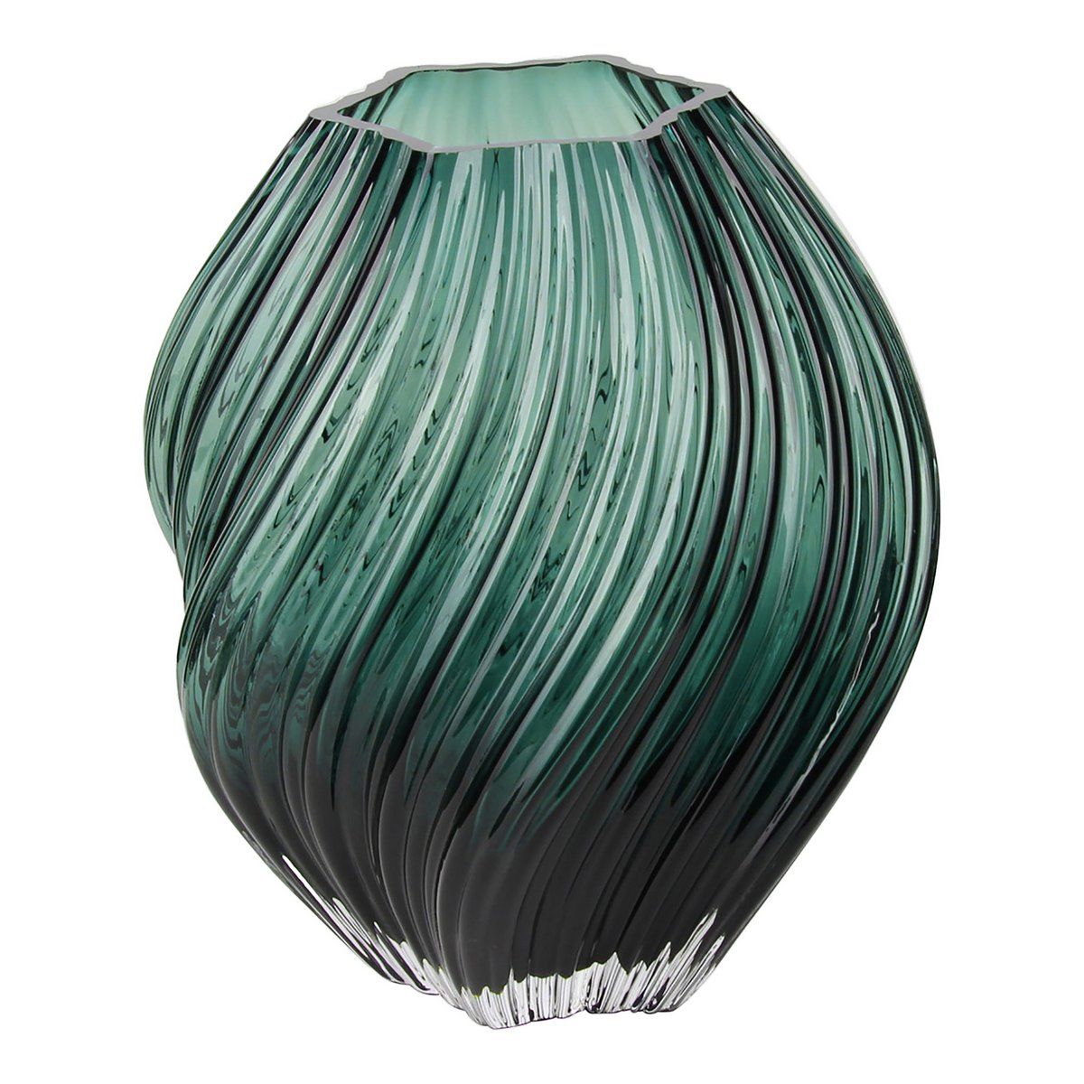Dunkelgrüne mundgeblasene Glasvase von House Nordic, 23cm Höhe