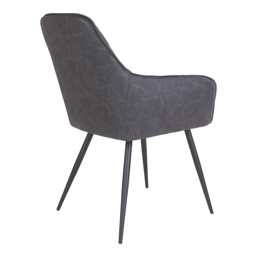 Harbo Esszimmerstuhl – PU, Stahl, Grau – 2er-Set