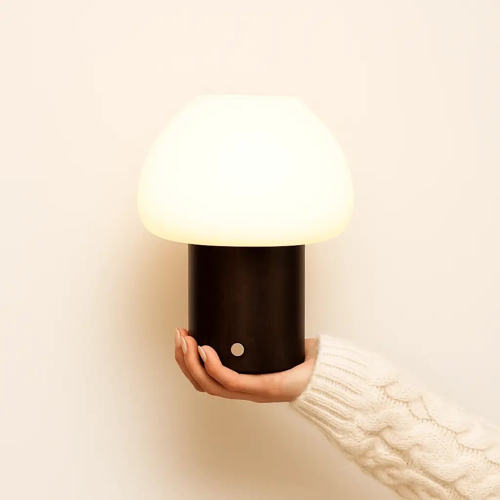 Fynn Dunkelbraune Holzlampe | Wiederaufladbar, dimmbar und stilvoll