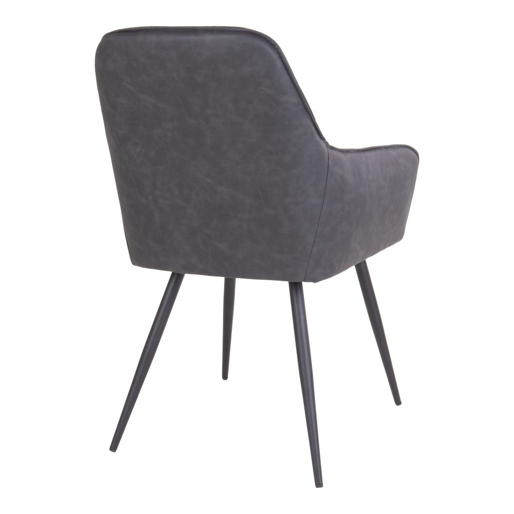 Harbo Esszimmerstuhl – PU, Stahl, Grau – 2er-Set