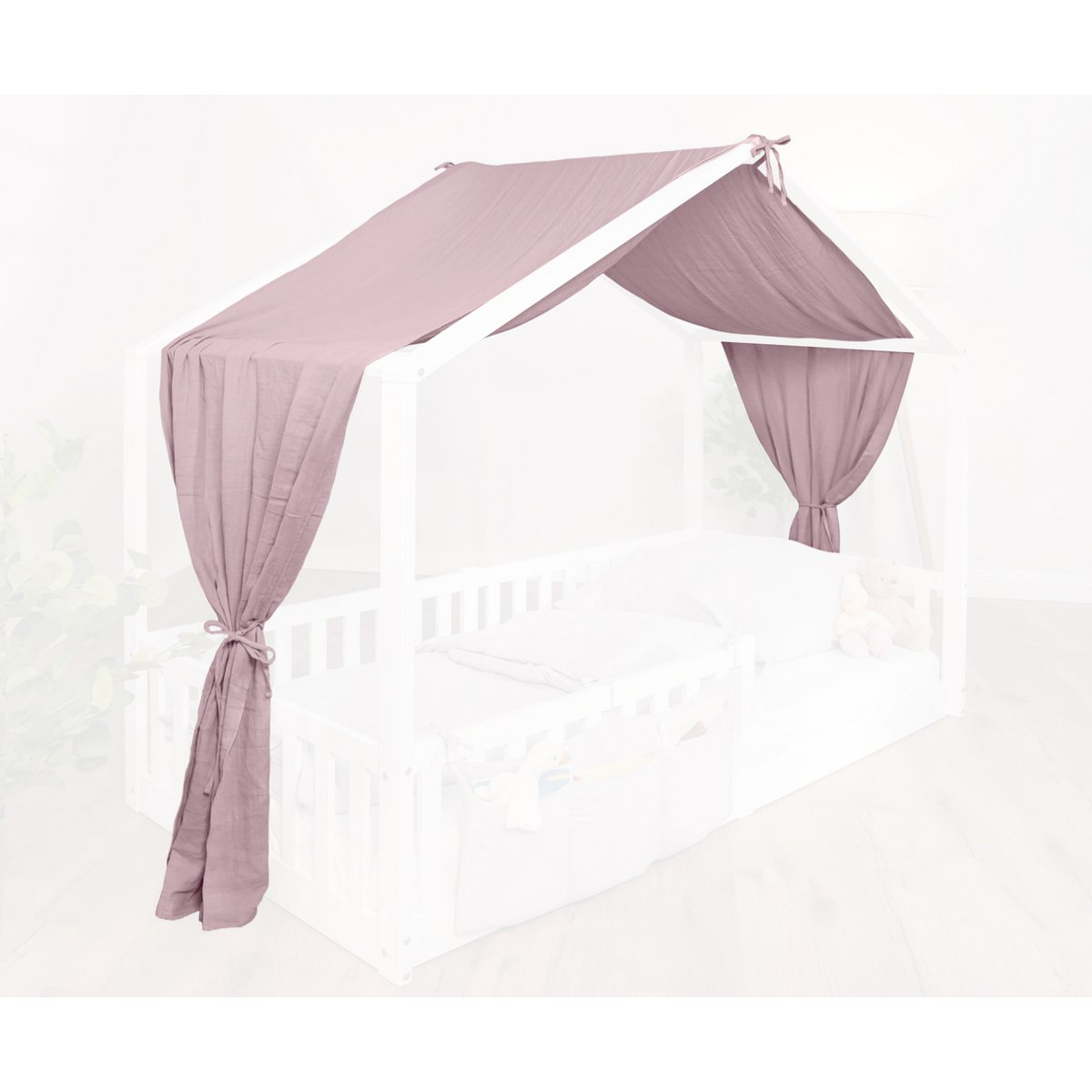 tiSsi® Baldachin Musselin für Hausbetten 90x200 cm altrosa