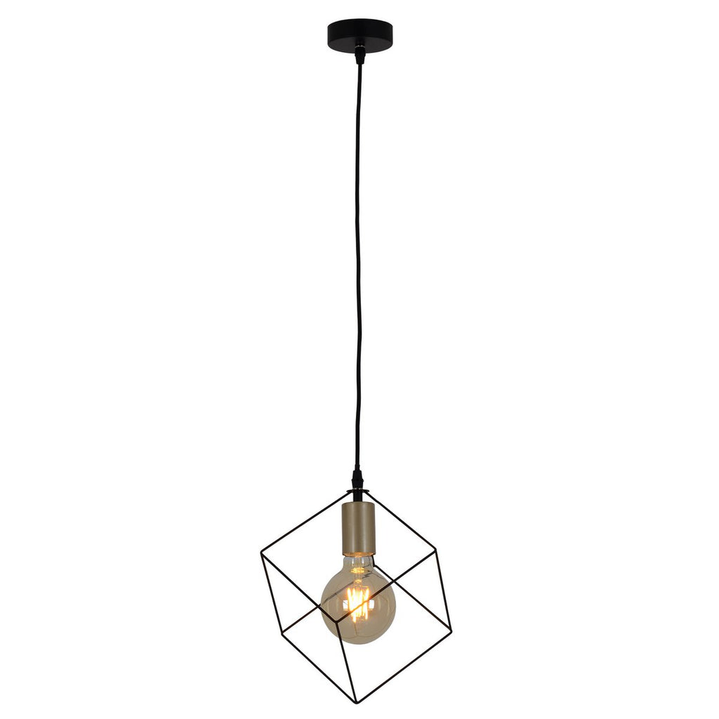 Pendelleuchte "CANTO", Hängelampe in Metall schwarz und Gold, E27-Fassung, für Esszimmer, Wohnzimmer, Diele oder Büro, 26 x 26 cm