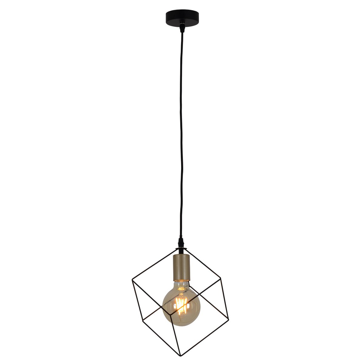 Pendelleuchte "CANTO", Hängelampe in Metall schwarz und Gold, E27-Fassung, für Esszimmer, Wohnzimmer, Diele oder Büro, 26 x 26 cm