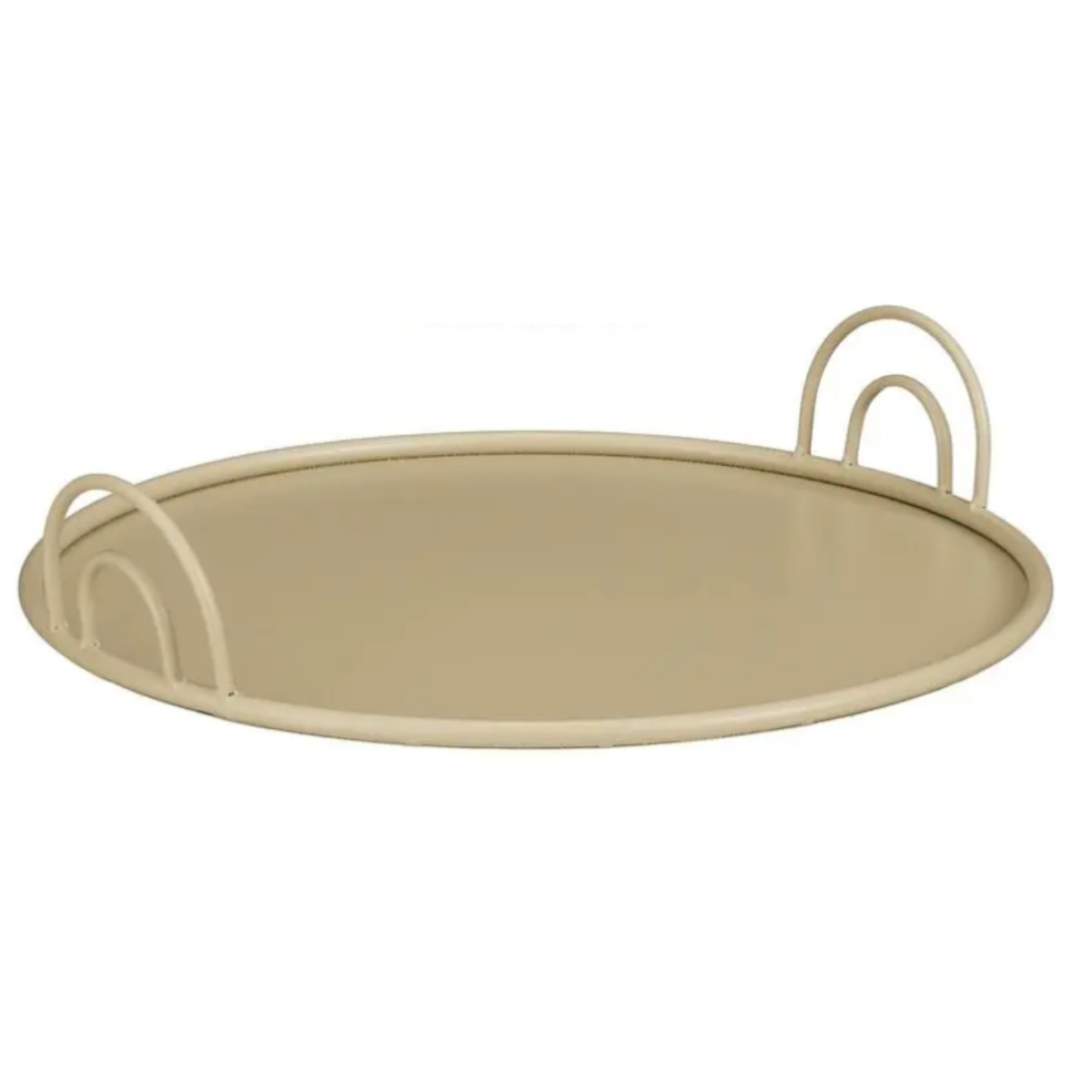 Tablett rund Beige Eisen – Kaffee und Tee servieren