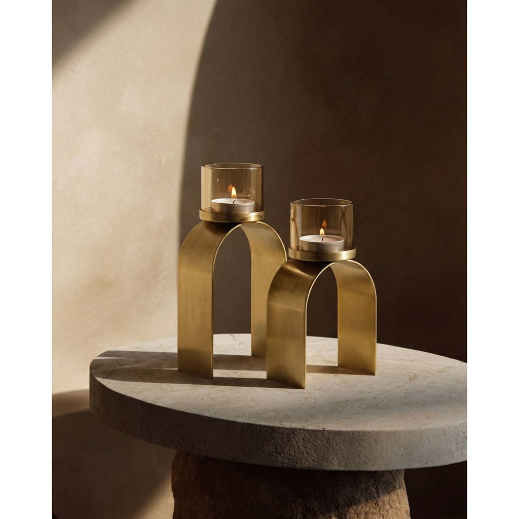 Der Bow Glow Teelichthalter – Gold – SET/2