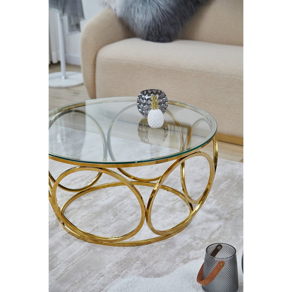 Couchtisch Ø 80 cm Gold/Klarglas