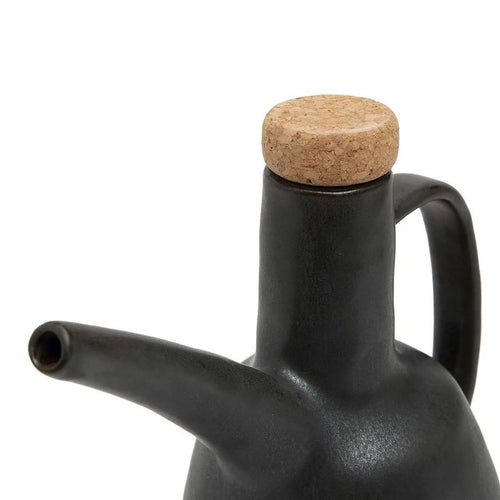 Olivenölflasche Nr. 79 Schwarz – Detailansicht Ausguss und Griff aus Steingutnull3.
