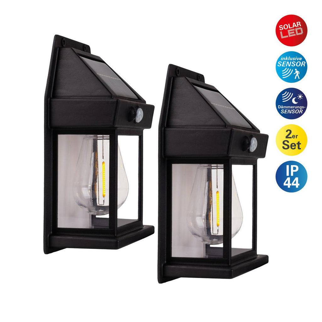 Solar-Wandleuchte Mira mit LED warmweiß beleuchtet