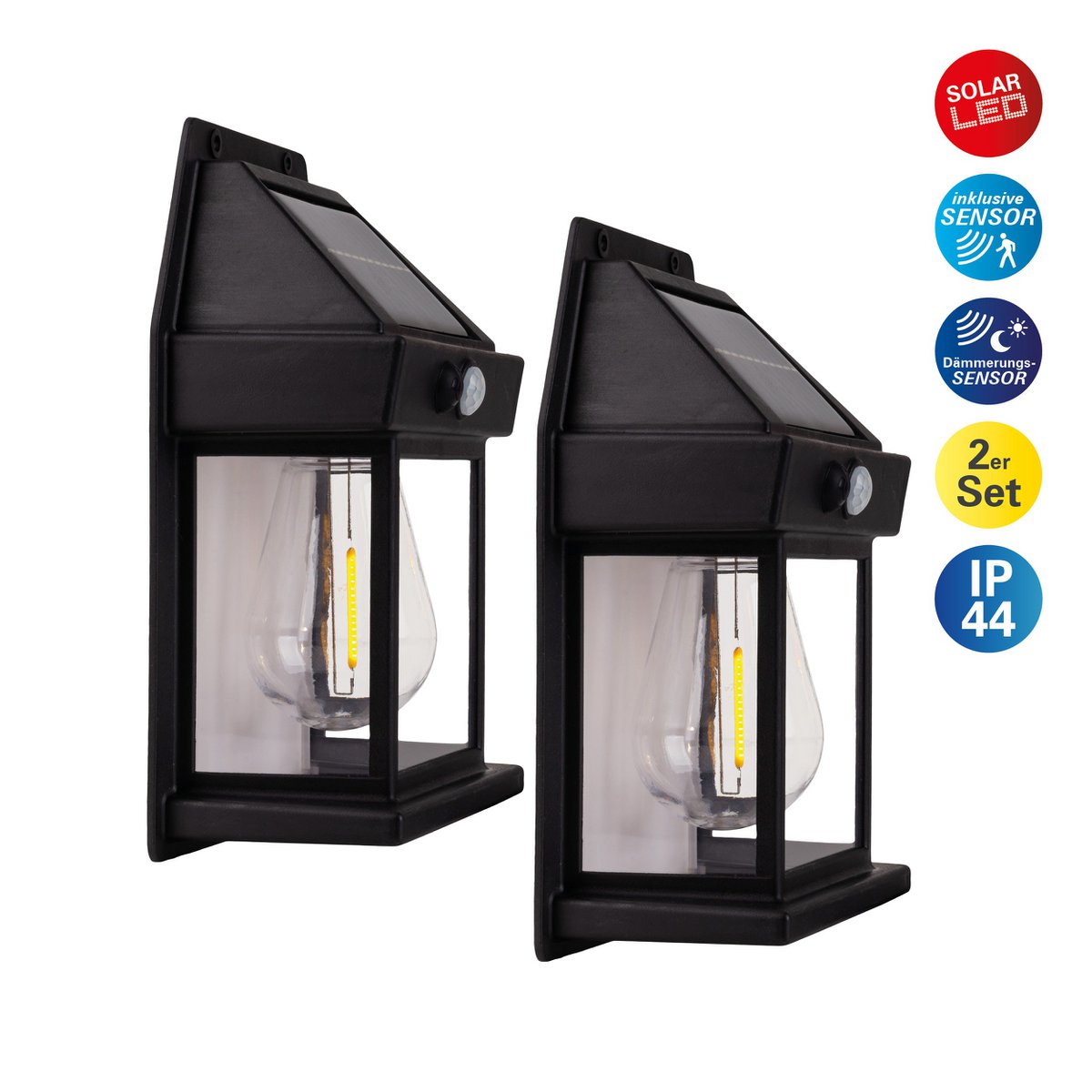 Solar-Wandleuchte Mira mit LED warmweiß beleuchtet