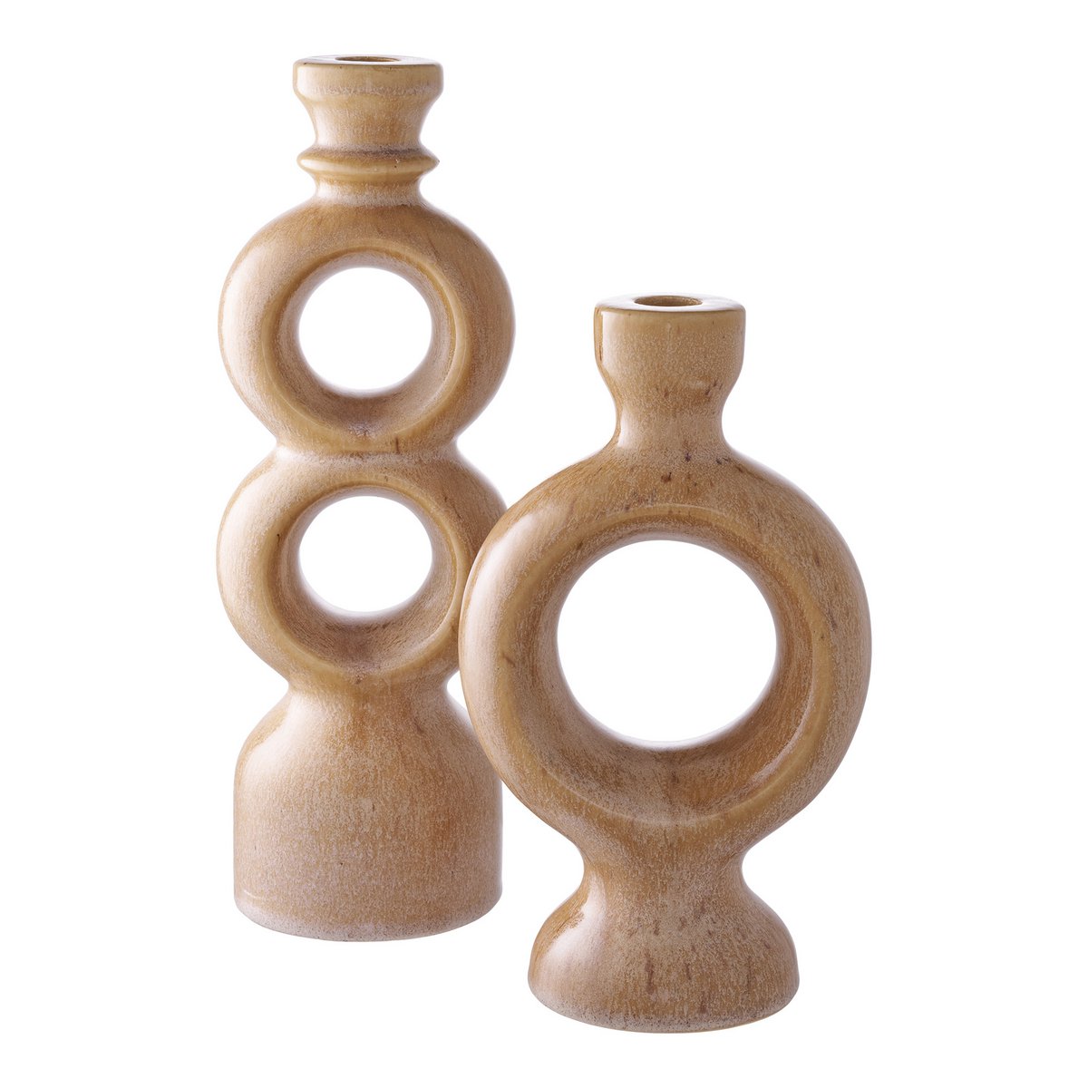 Kerzenhalter – Braun, Keramik, 13,5 x 8,8 x 23,5 cm