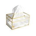 Transparente Quadrat -Taschentuch -Box Goldene Kante 23x13x13cm