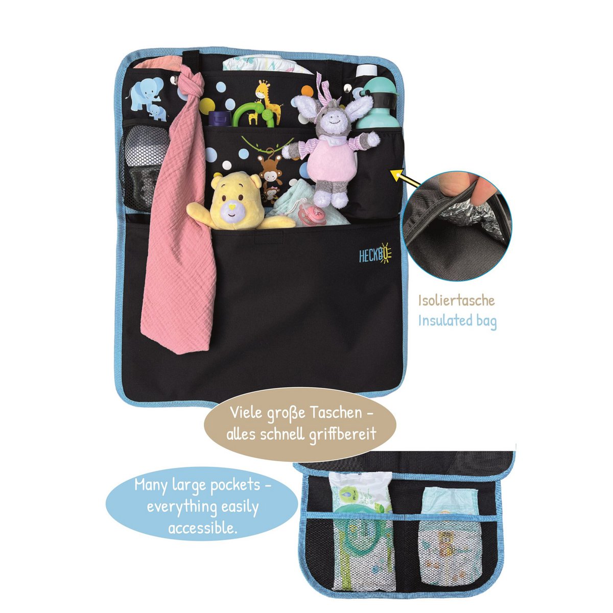 Kinder Sitzauflage Auto - Detailansicht Baby Tiere Design