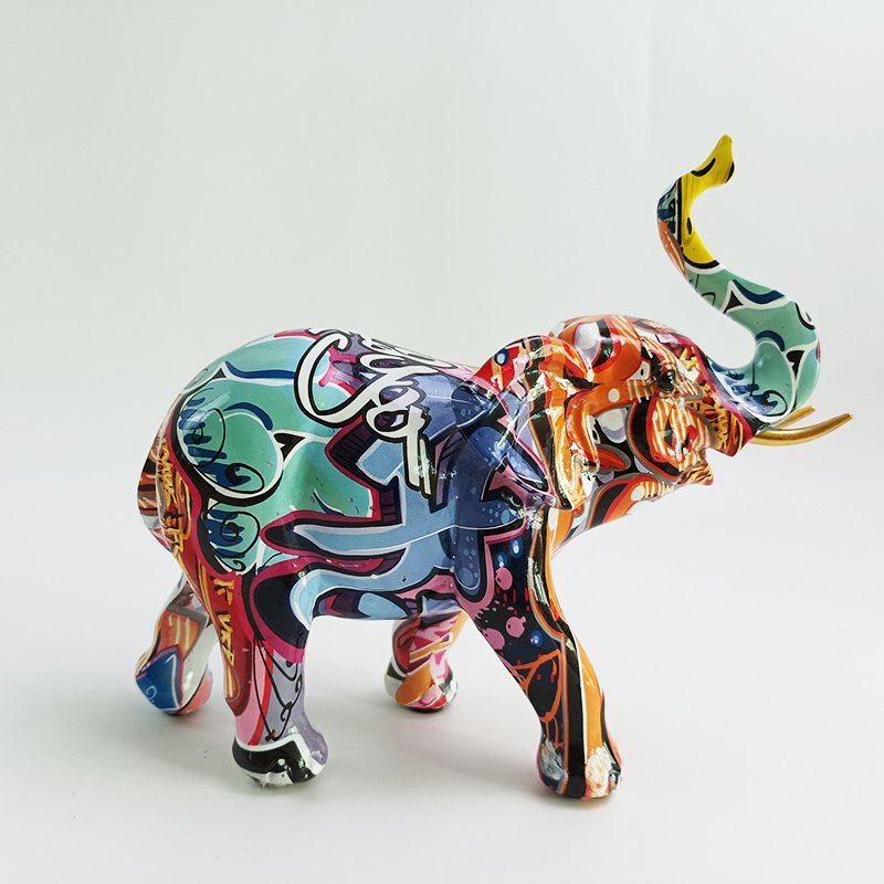 Polyresin Elefant bunt