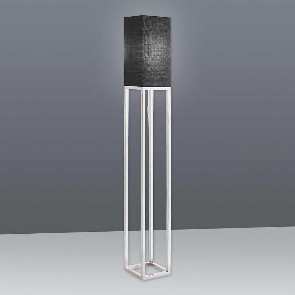 Stehleuchte "ALFA", moderne Stehlampe aus Metall und Textil in Chrom/Dunkelgrau, mit E27-Fassung, 150,5 cm hoch, schicke Lampe für Diele, Wohnzimmer und Büro