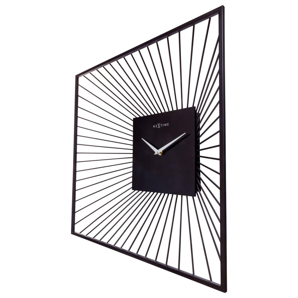 Wanduhr 45x45x15cm - Lautlos - Schwarz - Metall - "Vasco Square"