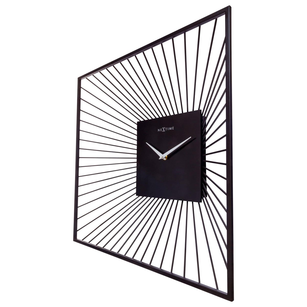 Wanduhr 45x45x15cm - Lautlos - Schwarz - Metall - "Vasco Square"