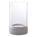 Hurrikankerzenhalter - graues Keramik/Glas, 16x16x25,5 cm