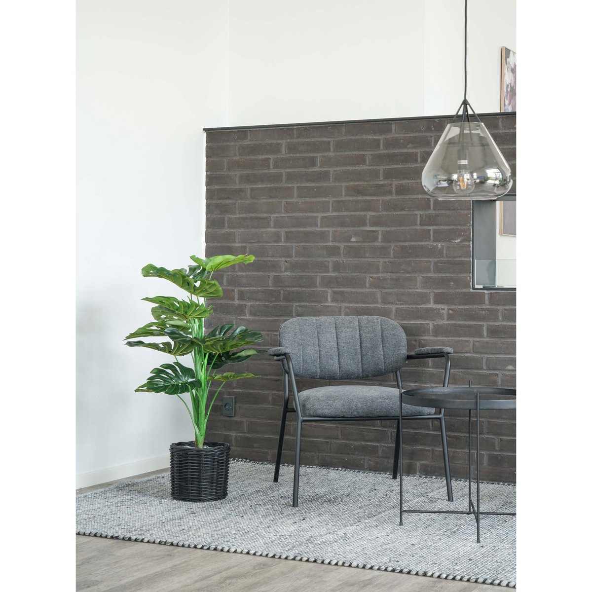 Monstera – Grün, PE-Kunststoff/Polyester/Draht/Zement, 17 x 18 x 90 cm