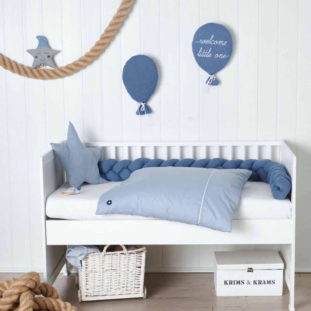 Blaues Ballonkissen "Willkommen Kleiner"