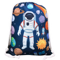 Kinder Turnbeutel Astronaut Weiß - HECKBO Weltraum Sportbeutel mit Raketen