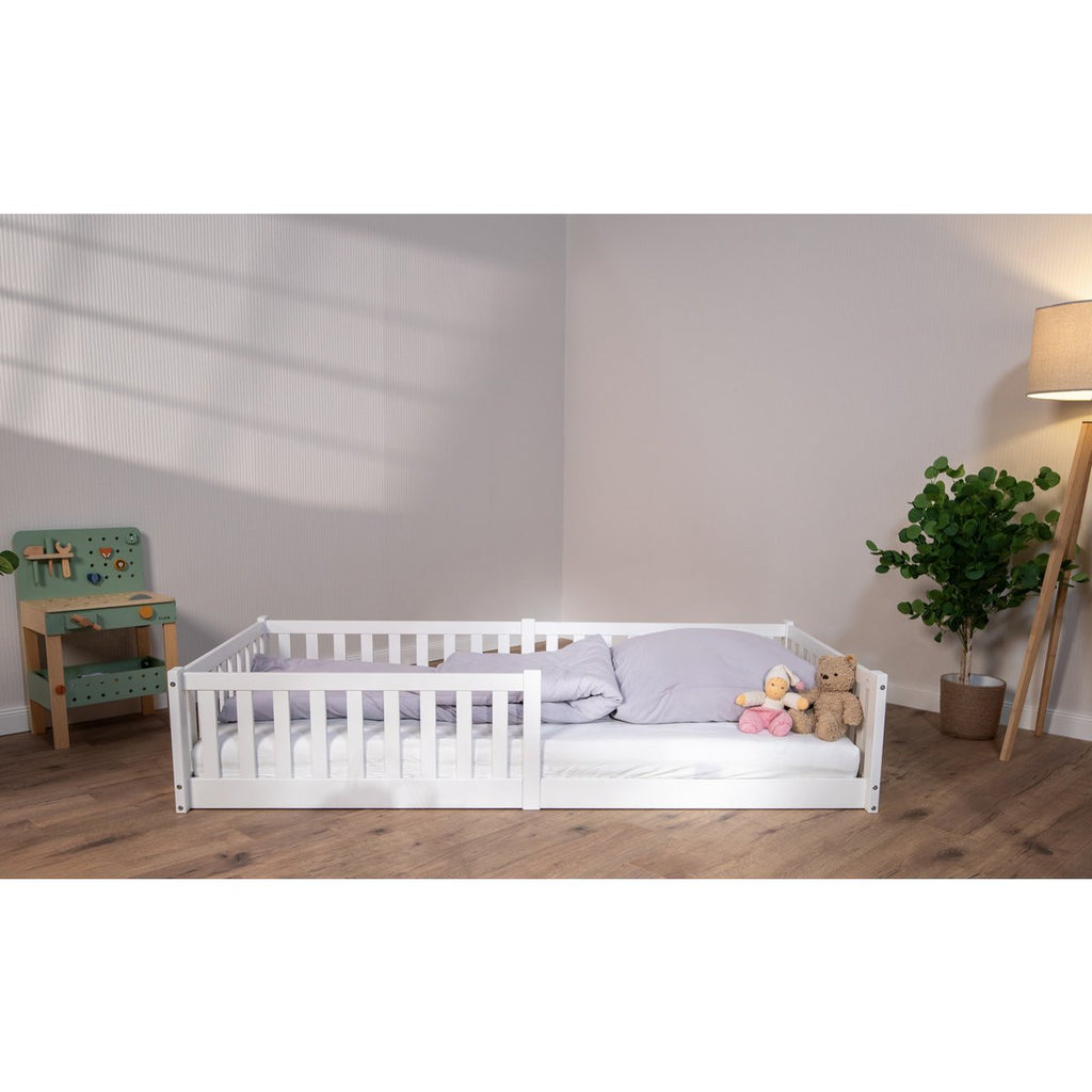 tiSsi® Bodenbett / Hausbett ENNO 90x200 cm Buche WEISS inkl. opt. Dach