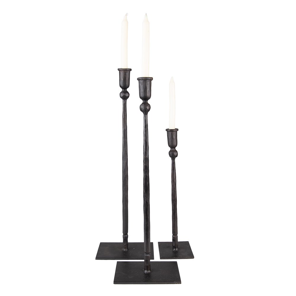 Candlestick -Set von 3 35/49/52 cm Schwarzer Eisenkerzen -Kerzenstick