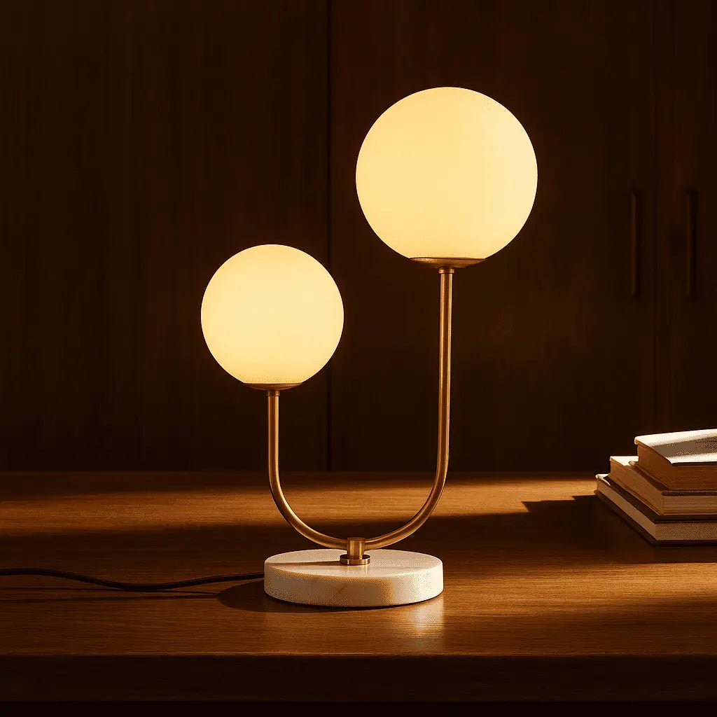 Giorgia Elegante Marmorlampe | Glühbirnen aus Milchglas und Lampe mit Kabel