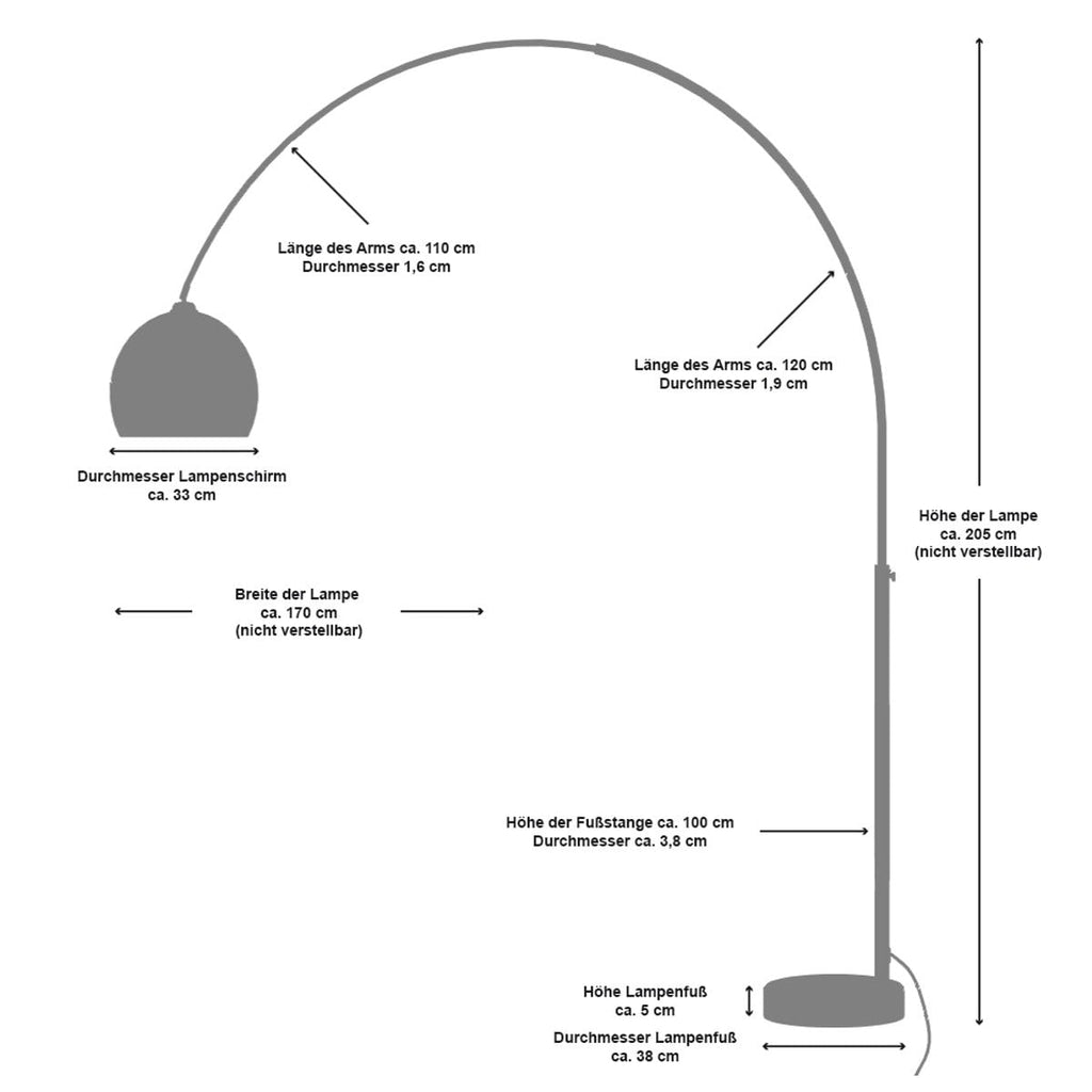 Bogenlampe 195 cm weiß