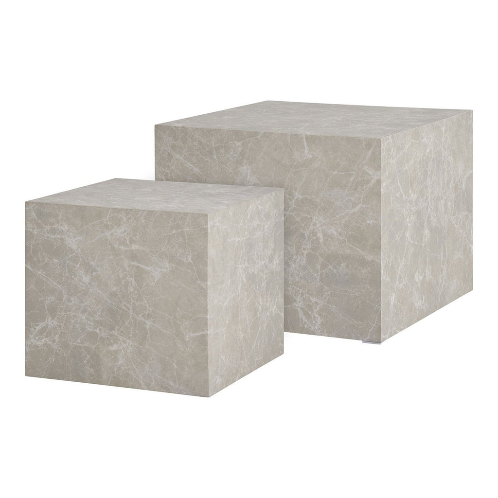 Prager Couchtisch-Set – Beige, Marmoroptik, MDF, Dekorpapier, 2er-Set