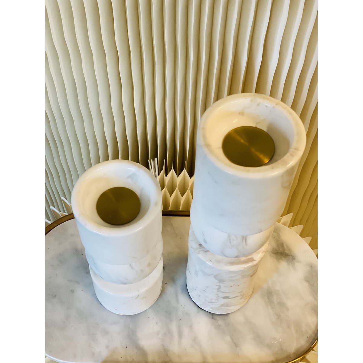 Marmor Kerzenhalter Weiß | Luxuriöser Teelichthalter aus echtem Marmor | H19,5 cm