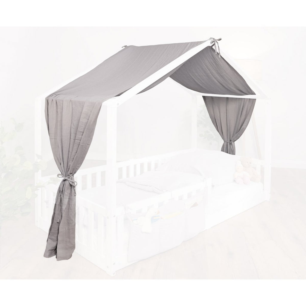 tiSsi® Baldachin Musselin für Hausbetten 90x200 cm grau