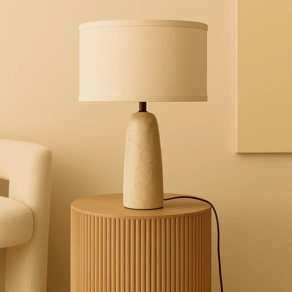Charlotte Marmorlampe | Baumwollschirm und elegante Beleuchtung