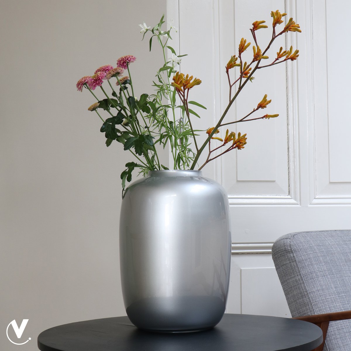 Artic Silber Vase Nahaufnahme Oberfläche