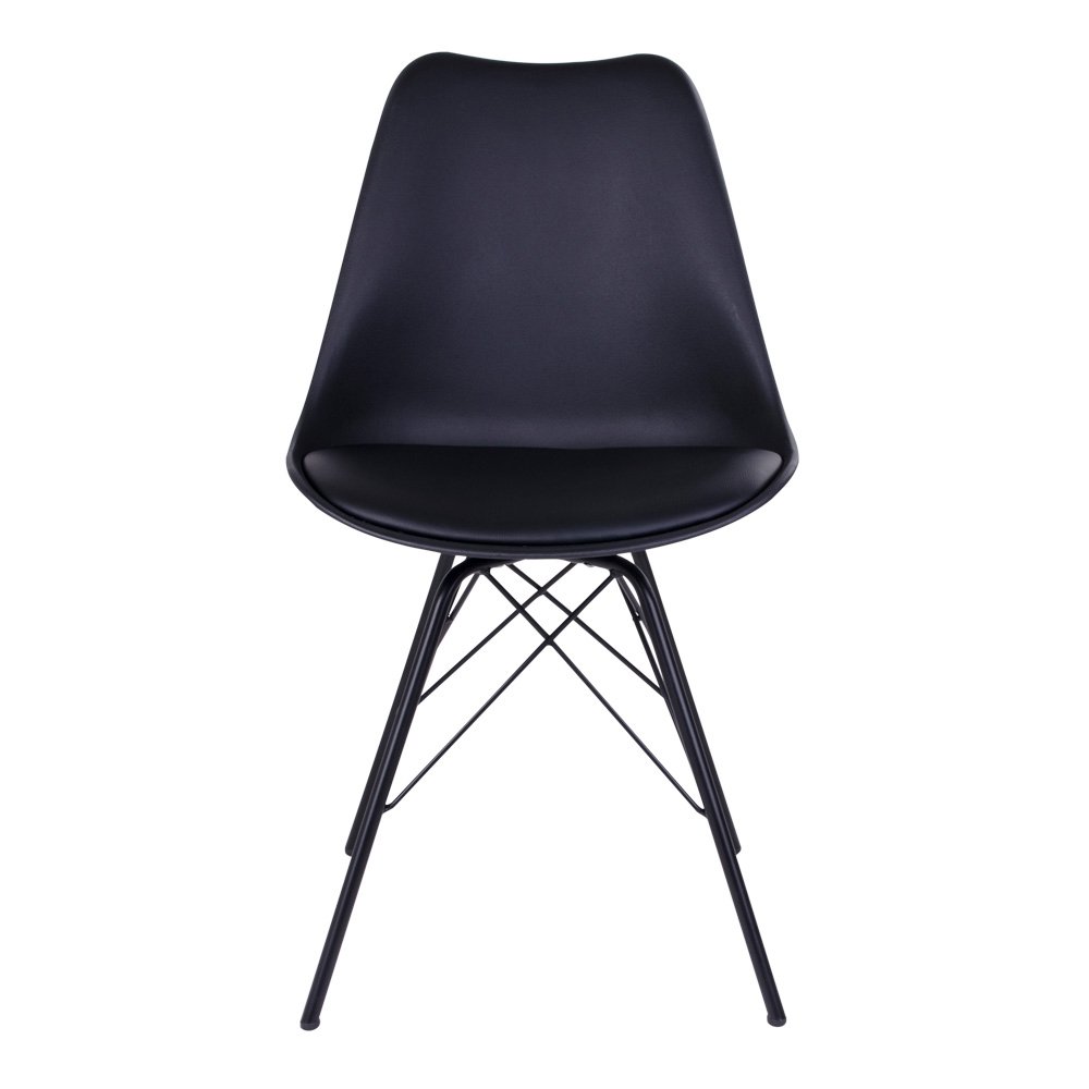 Oslo Esszimmerstuhl – PU-Leder, geformter Kunststoff, Metall, Schwarz – 2er-Set