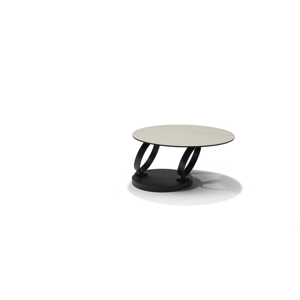 Orion Couchtisch B-5706 – Travertin-Glaskeramik – 2 drehbare Tischplatten
