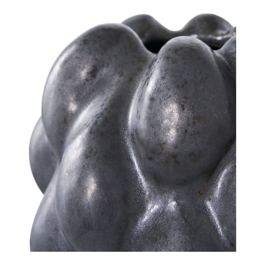 Schwarze Vase aus Keramik - Detailansicht 14x15 cm