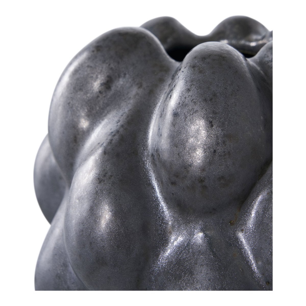 Schwarze Vase aus Keramik - Detailansicht 14x15 cm