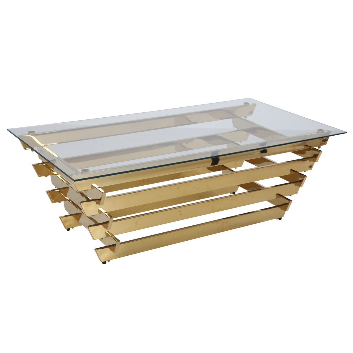 Couchtisch 130x70 cm Gold/Klarglas