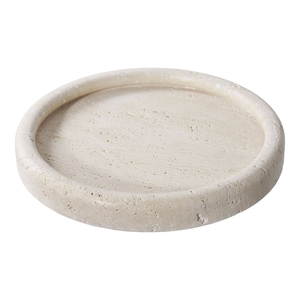 Tablett aus Travertin – Natur, Ø25,5 cm, Beige
