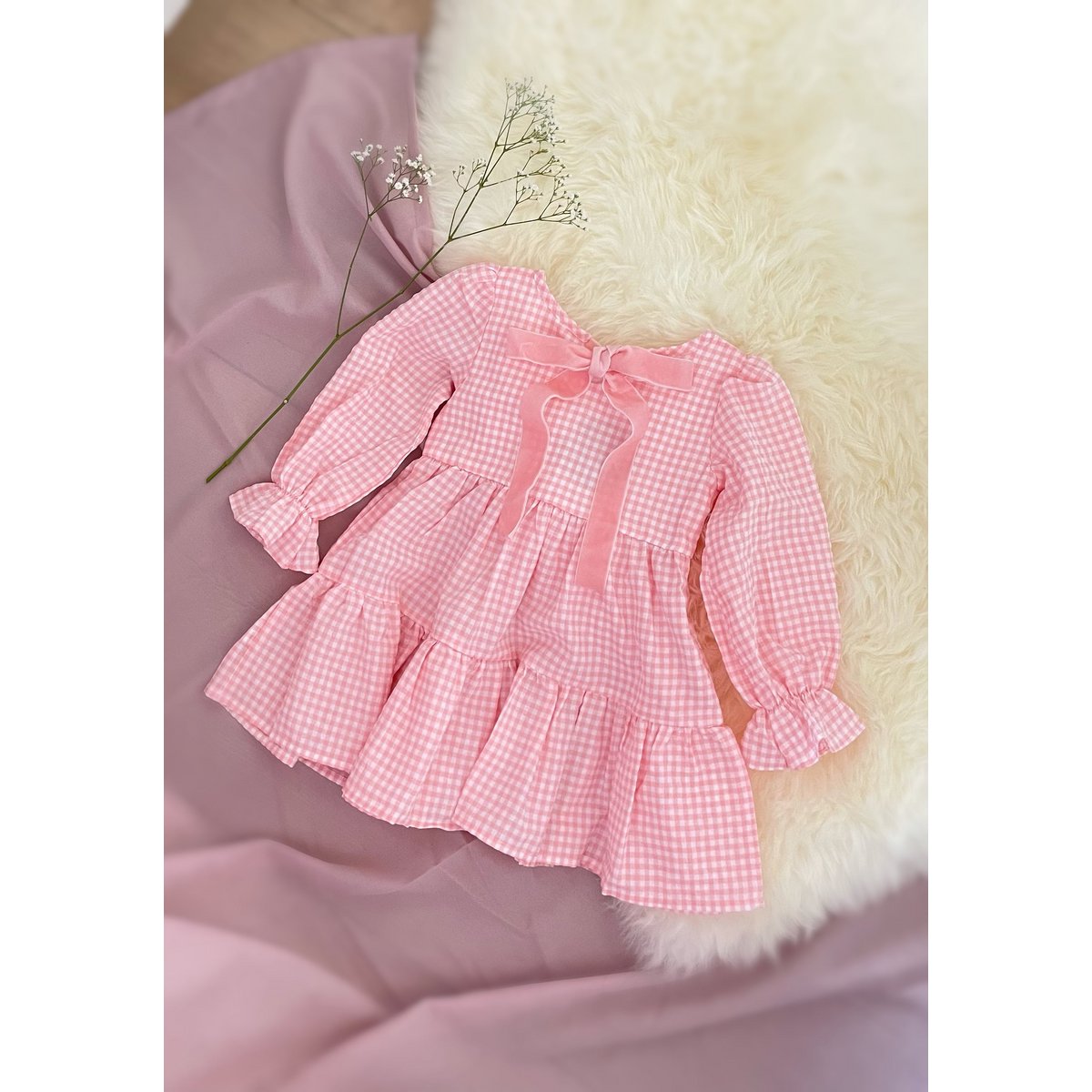 Jolene-Kleid – Kleid in Gingham-Rosa und Weiß