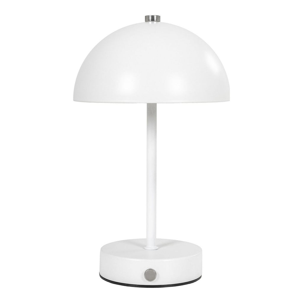 Holt LED-Tischlampe in Weiß auf Nachttisch – moderne minimalistische Beleuchtung