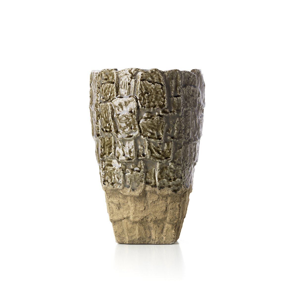 Rock Texture Vase in Grau - Große Steinzeug Vase mit Betonoptik 36,5cm