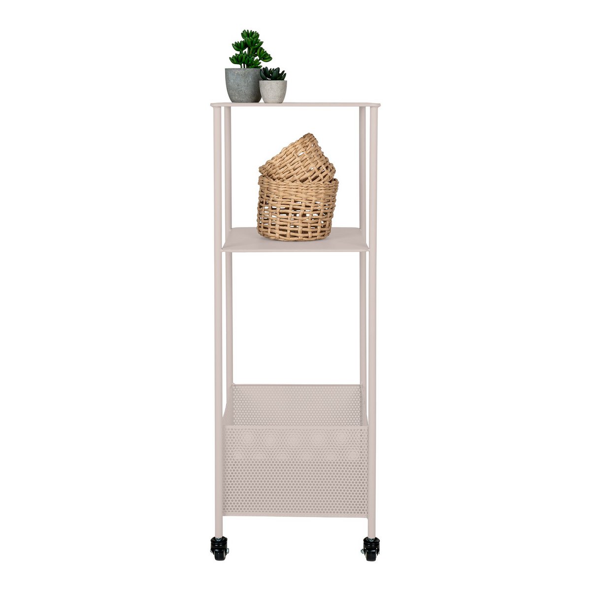 Torres Metallwagen – Stahl, Grau, 3 Regale, 35 x 35 x 100 cm