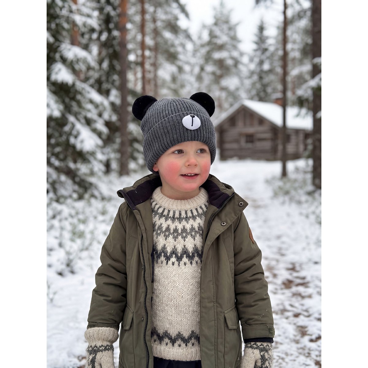 Hut Kind Grau Synthetisch