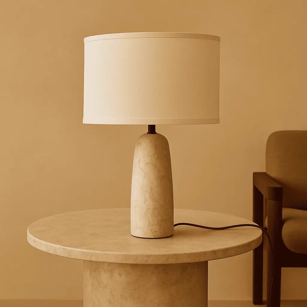 Charlotte Marmorlampe | Baumwollschirm und elegante Beleuchtung