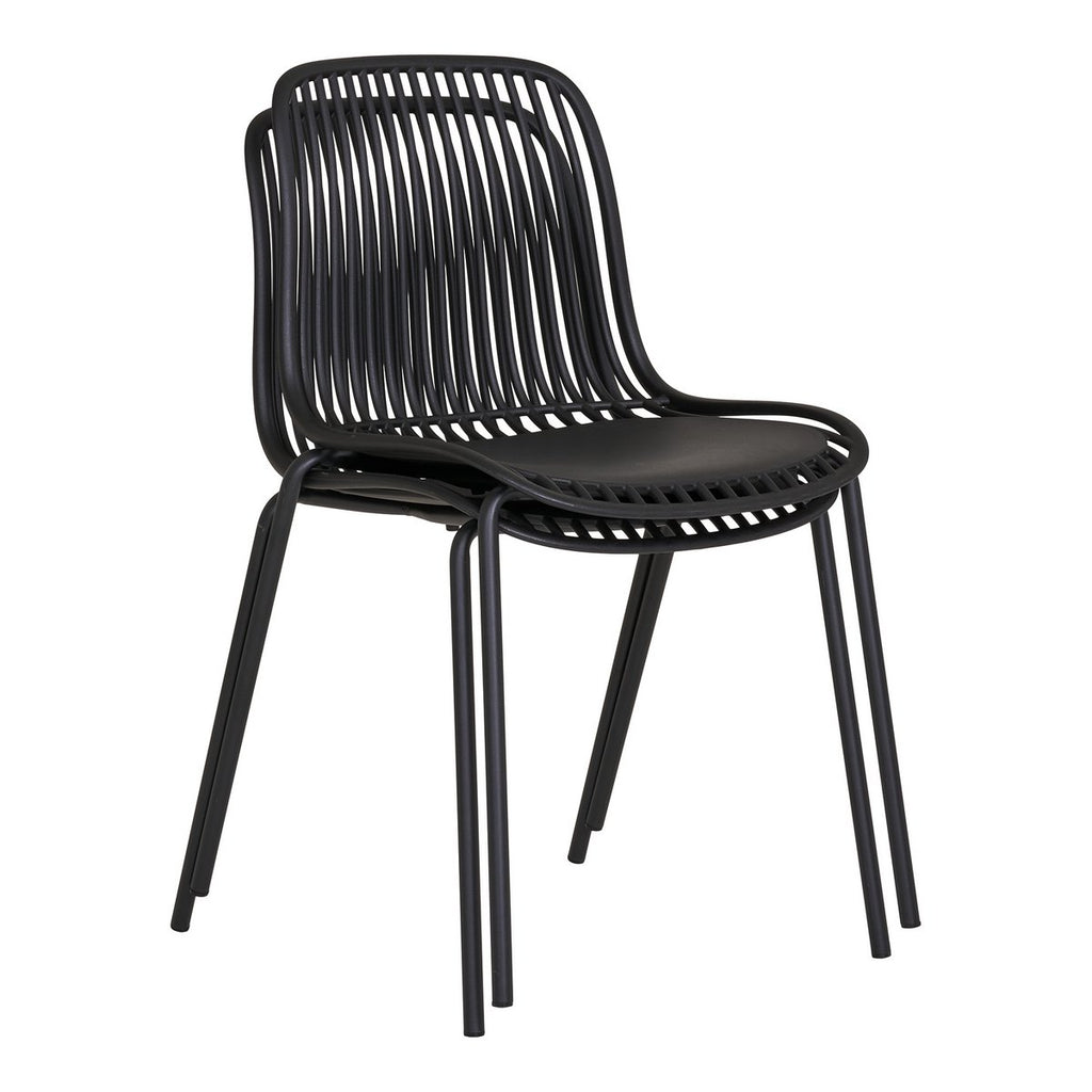 Branson Garden Stuhl - Schwarz, stapelbar, 55x46,5x82 cm - 4 -Set von 4