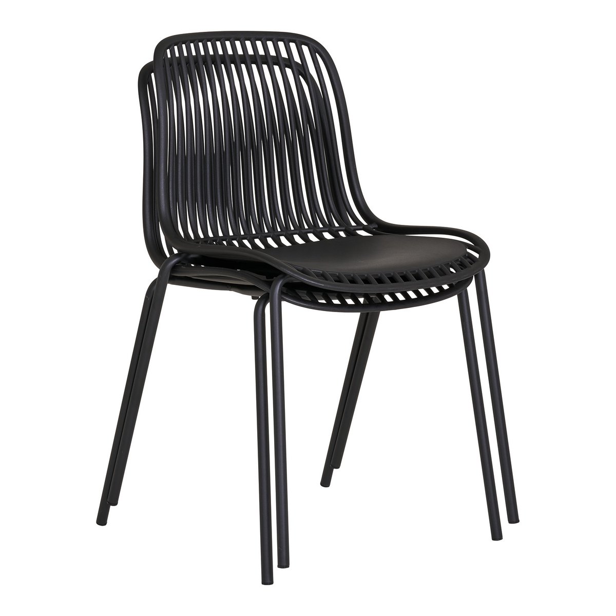 Branson Garden Stuhl - Schwarz, stapelbar, 55x46,5x82 cm - 4 -Set von 4