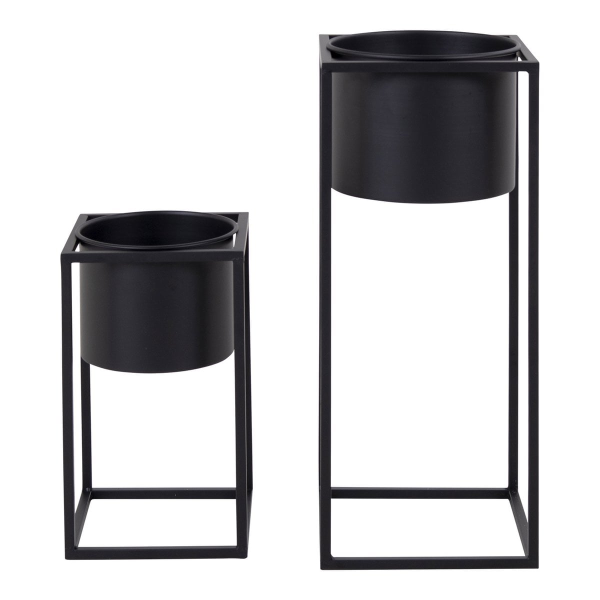 Marla Blumentöpfe – Schwarz, Stahl – 2er-Set