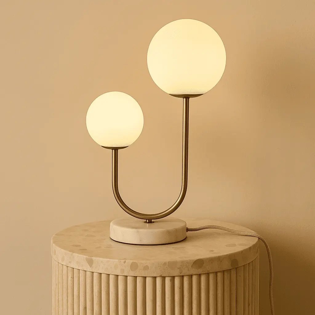 Giorgia Elegante Marmorlampe | Glühbirnen aus Milchglas und Lampe mit Kabel