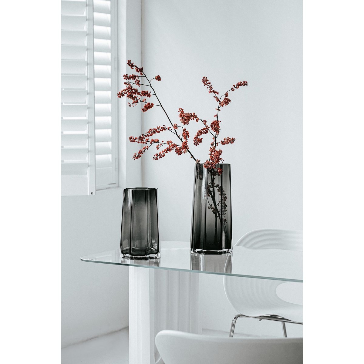 LENOX 40 Vase Grau - Luxuriöse hohe Designer-Vase 40 cm